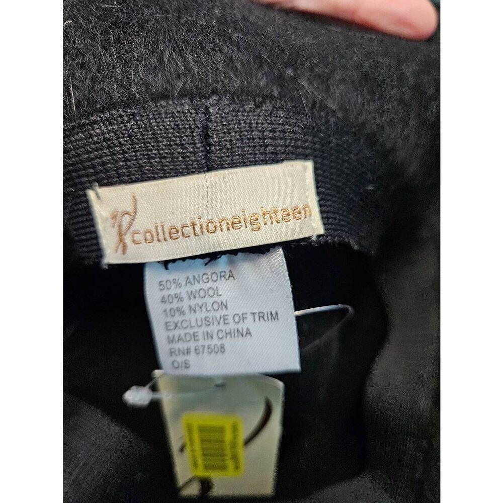 Collection Eighteen Black Angora Wool Hat Womens NEW TAGS - Picture 6 of 6